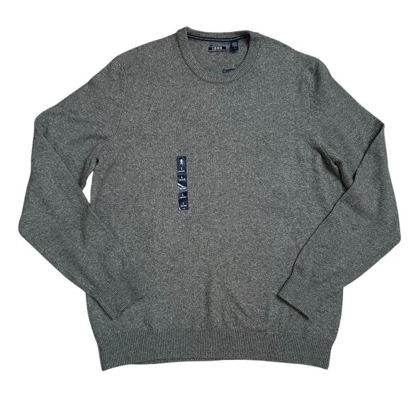 IZOD Premium Essentials Men's Size L Crew Neck Cotton Blend Soft Sweater Grey NW - Picture 1 of 8